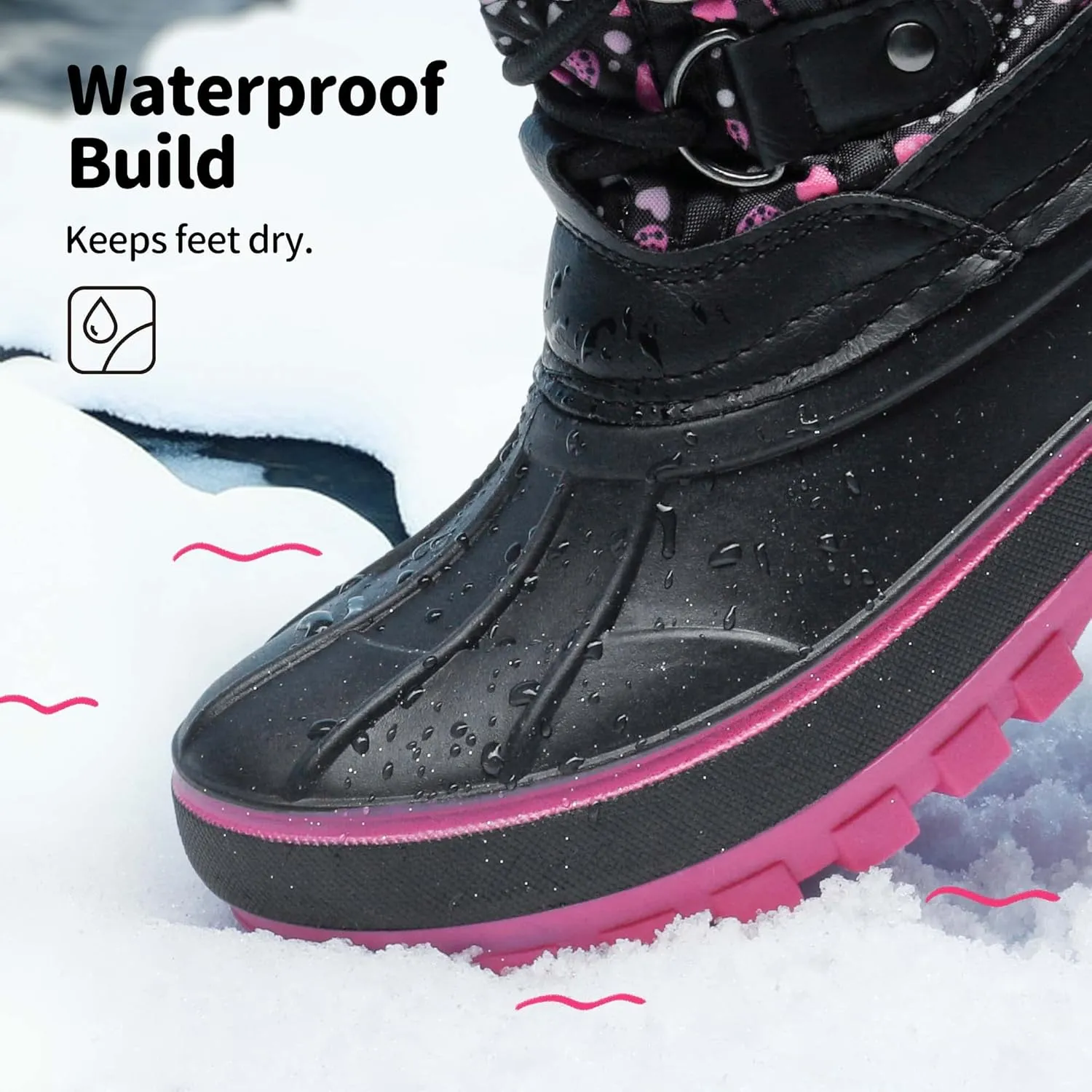 DREAM PAIRS Boys Girls Snow Boots Water-Resistant Outdoor Warm Cozy Anti-Slip Mid Calf Faux Fur Lining Insulated Winter Shoes for Little/Big Kids