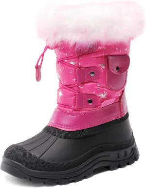 DREAM PAIRS Boys Girls Snow Boots Water-Resistant Outdoor Warm Cozy Anti-Slip Mid Calf Faux Fur Lining Insulated Winter Shoes for Little/Big Kids