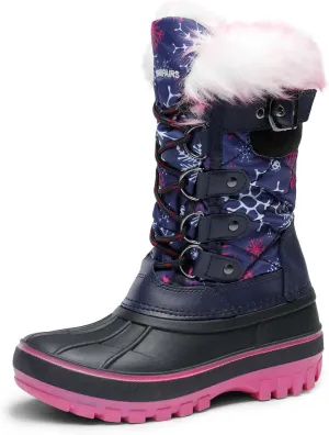 DREAM PAIRS Boys Girls Snow Boots Water-Resistant Outdoor Warm Cozy Anti-Slip Mid Calf Faux Fur Lining Insulated Winter Shoes for Little/Big Kids