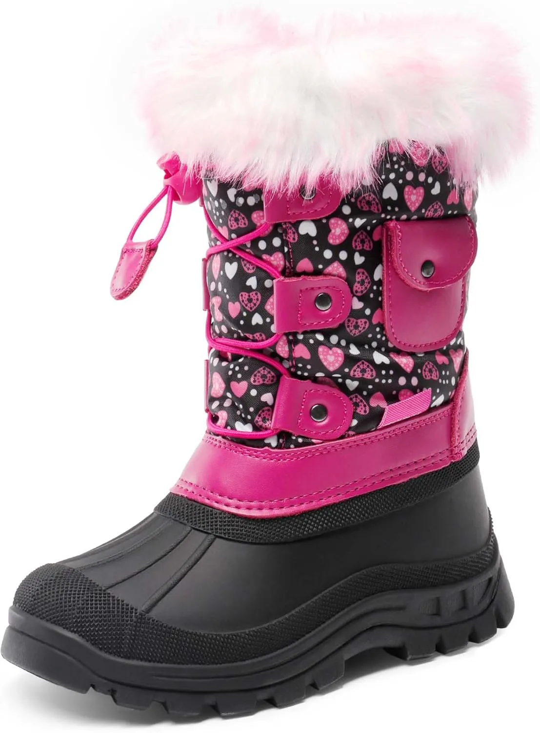 DREAM PAIRS Boys Girls Snow Boots Water-Resistant Outdoor Warm Cozy Anti-Slip Mid Calf Faux Fur Lining Insulated Winter Shoes for Little/Big Kids