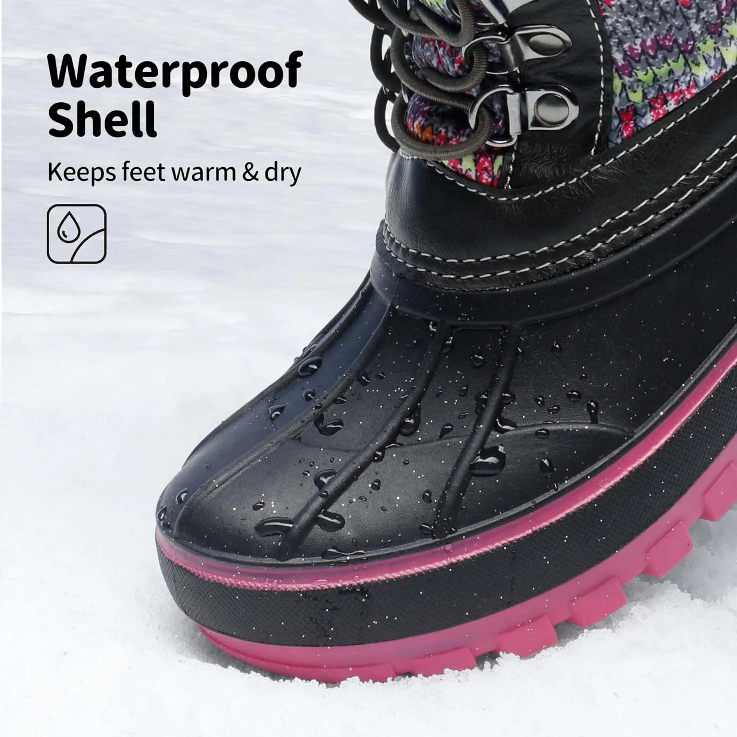 DREAM PAIRS Boys Girls Snow Boots Water-Resistant Outdoor Warm Cozy Anti-Slip Mid Calf Faux Fur Lining Insulated Winter Shoes for Little/Big Kids