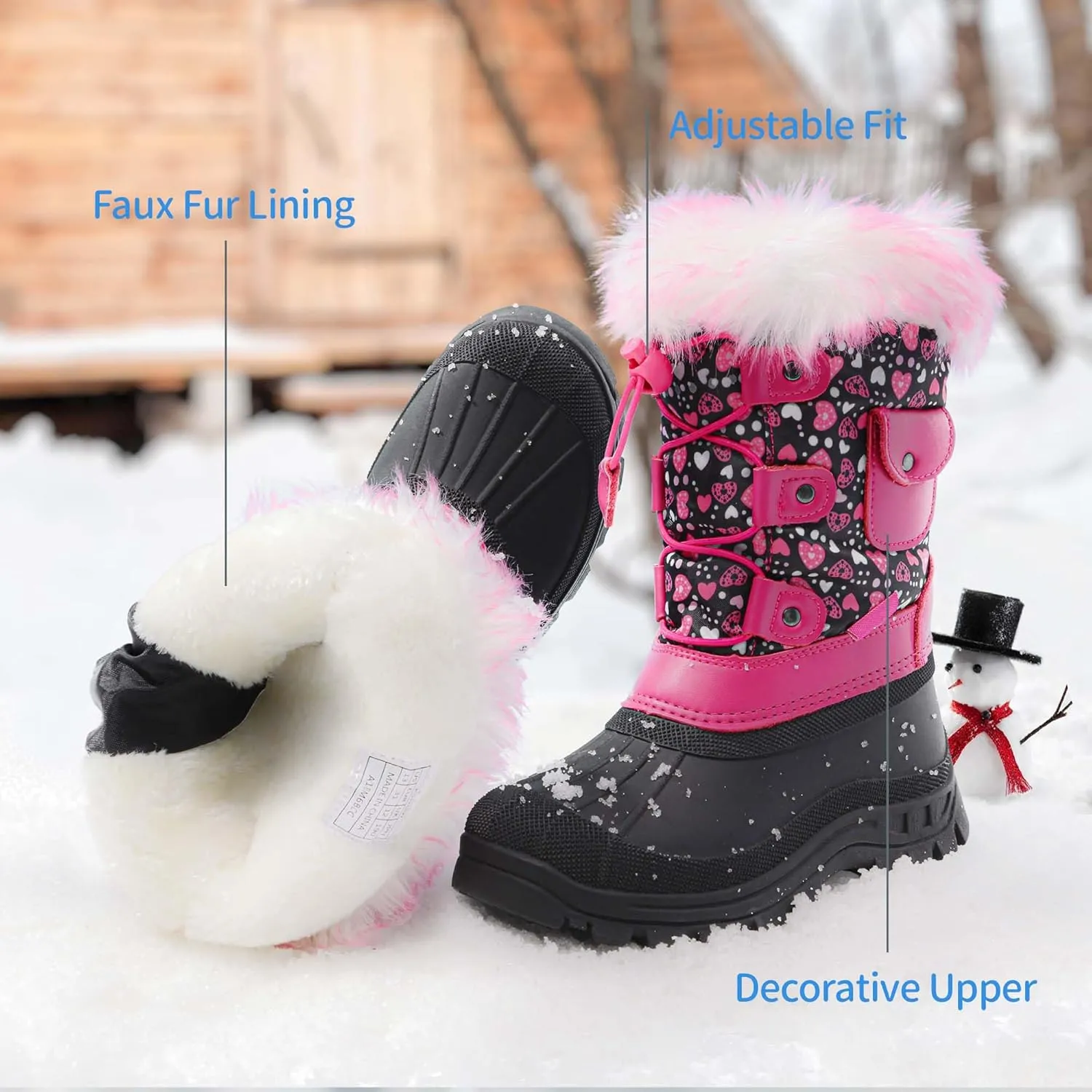 DREAM PAIRS Boys Girls Snow Boots Water-Resistant Outdoor Warm Cozy Anti-Slip Mid Calf Faux Fur Lining Insulated Winter Shoes for Little/Big Kids