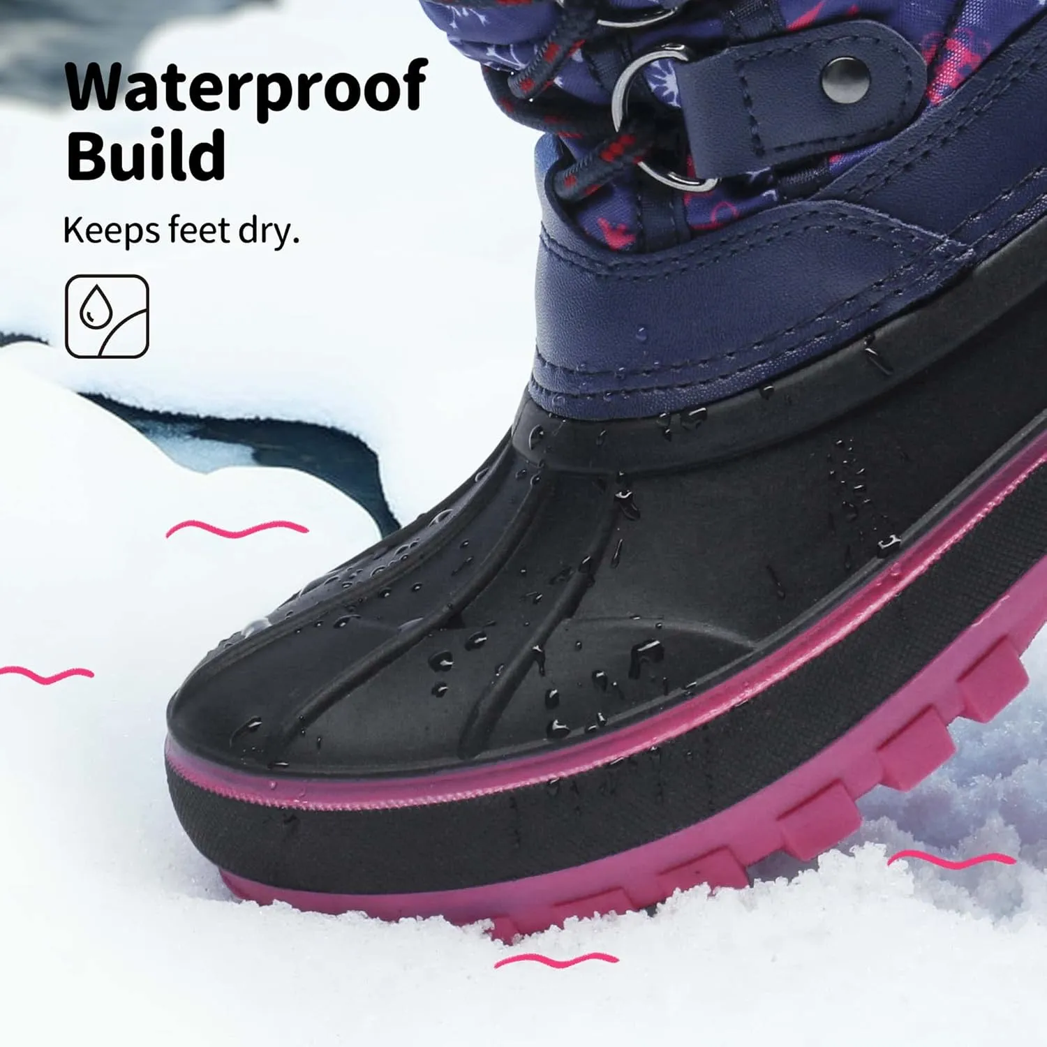 DREAM PAIRS Boys Girls Snow Boots Water-Resistant Outdoor Warm Cozy Anti-Slip Mid Calf Faux Fur Lining Insulated Winter Shoes for Little/Big Kids