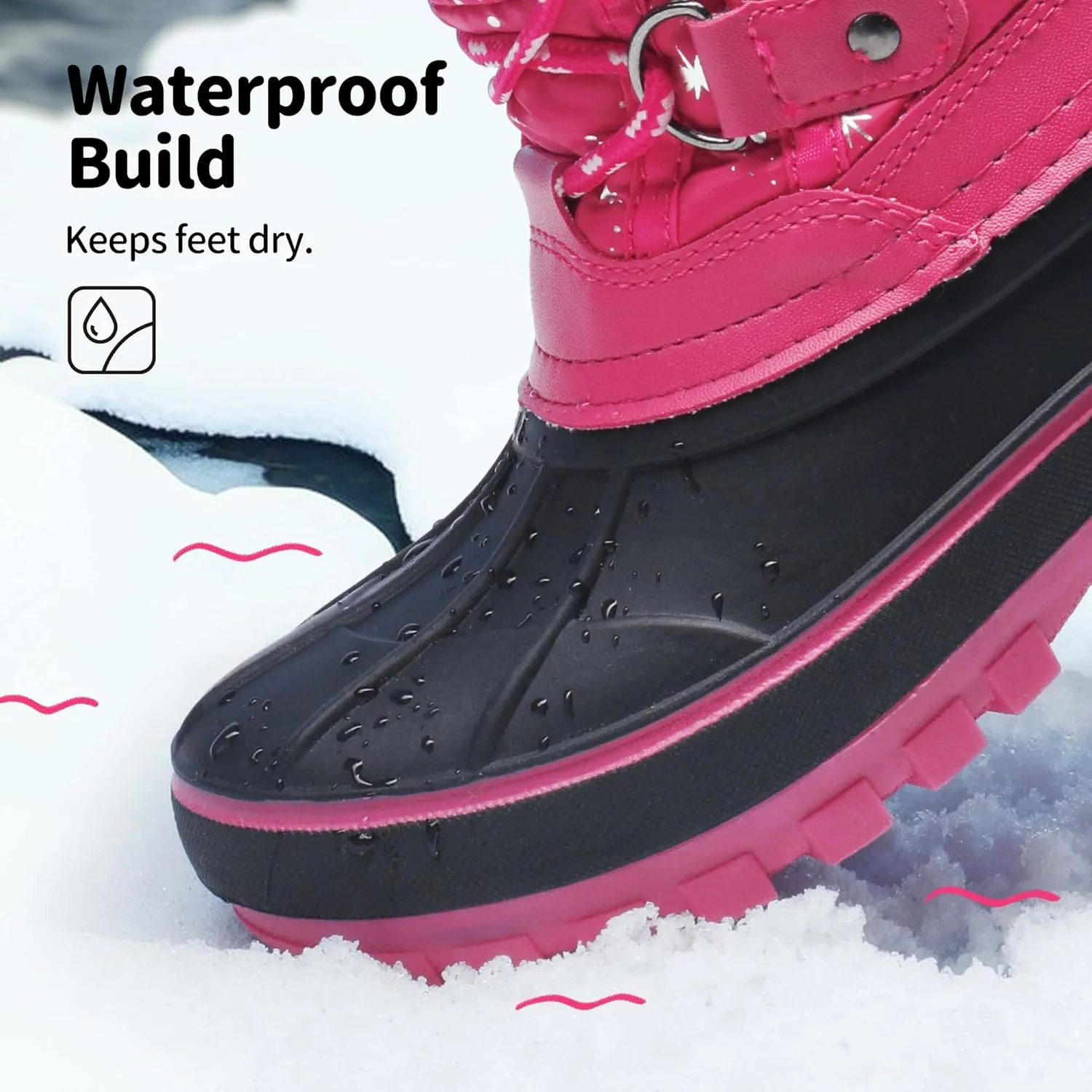DREAM PAIRS Boys Girls Snow Boots Water-Resistant Outdoor Warm Cozy Anti-Slip Mid Calf Faux Fur Lining Insulated Winter Shoes for Little/Big Kids