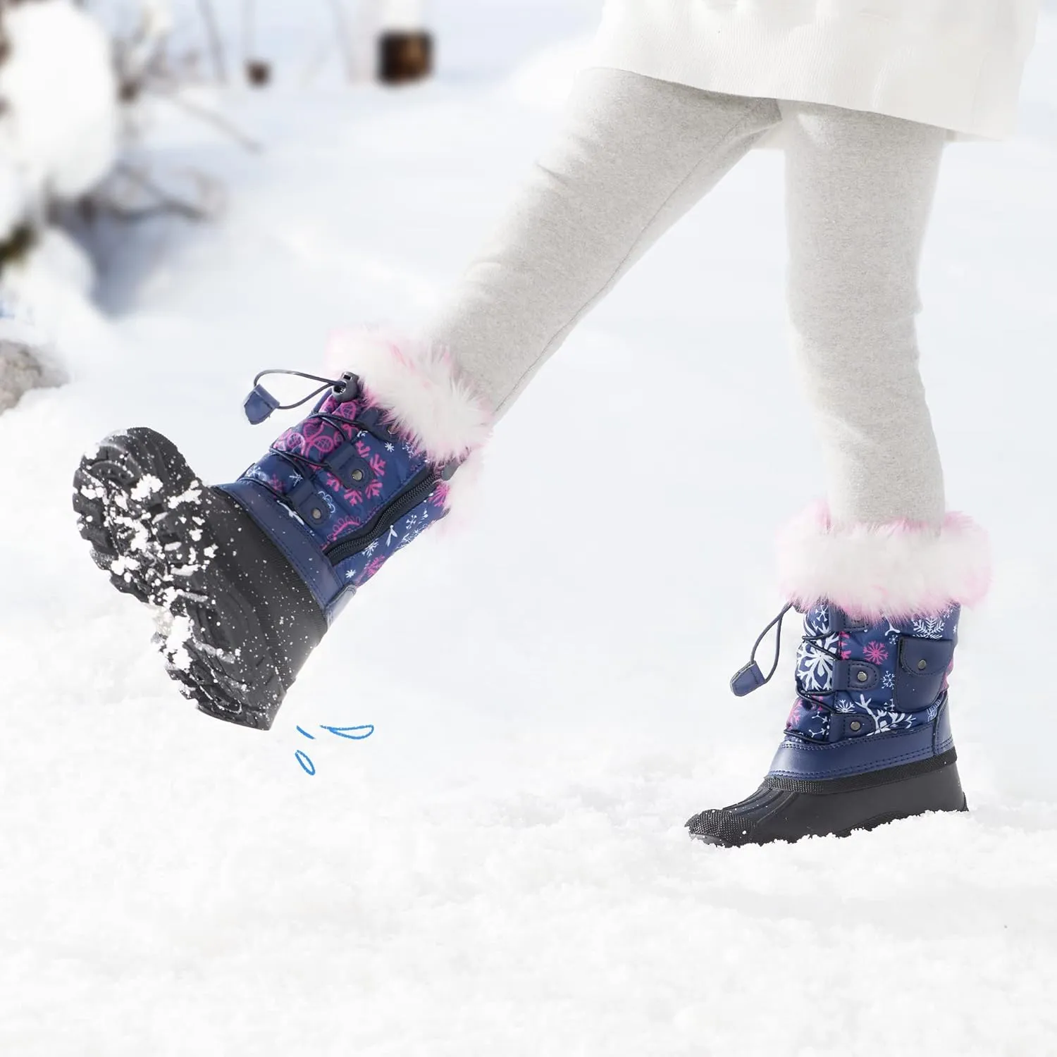 DREAM PAIRS Boys Girls Snow Boots Water-Resistant Outdoor Warm Cozy Anti-Slip Mid Calf Faux Fur Lining Insulated Winter Shoes for Little/Big Kids