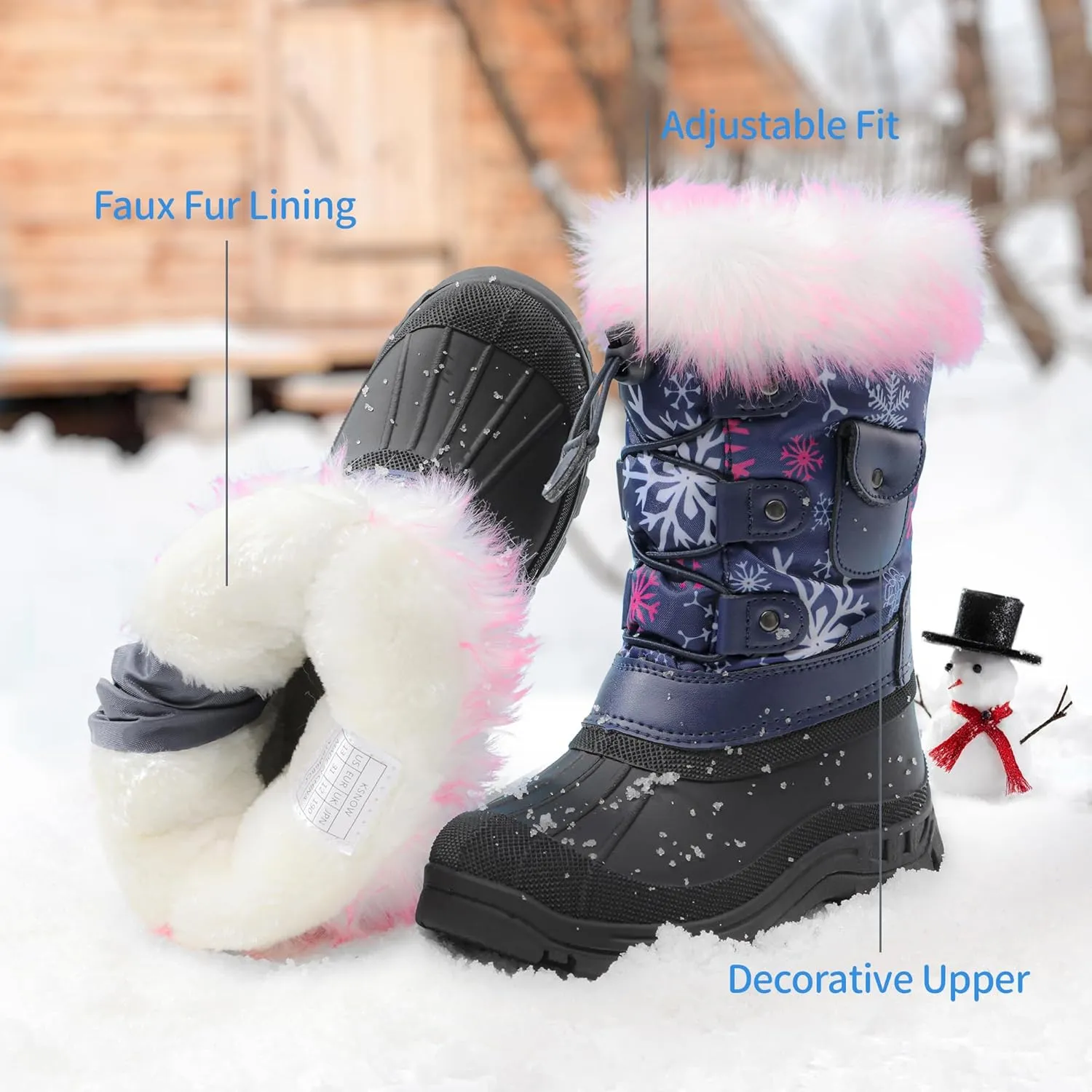 DREAM PAIRS Boys Girls Snow Boots Water-Resistant Outdoor Warm Cozy Anti-Slip Mid Calf Faux Fur Lining Insulated Winter Shoes for Little/Big Kids