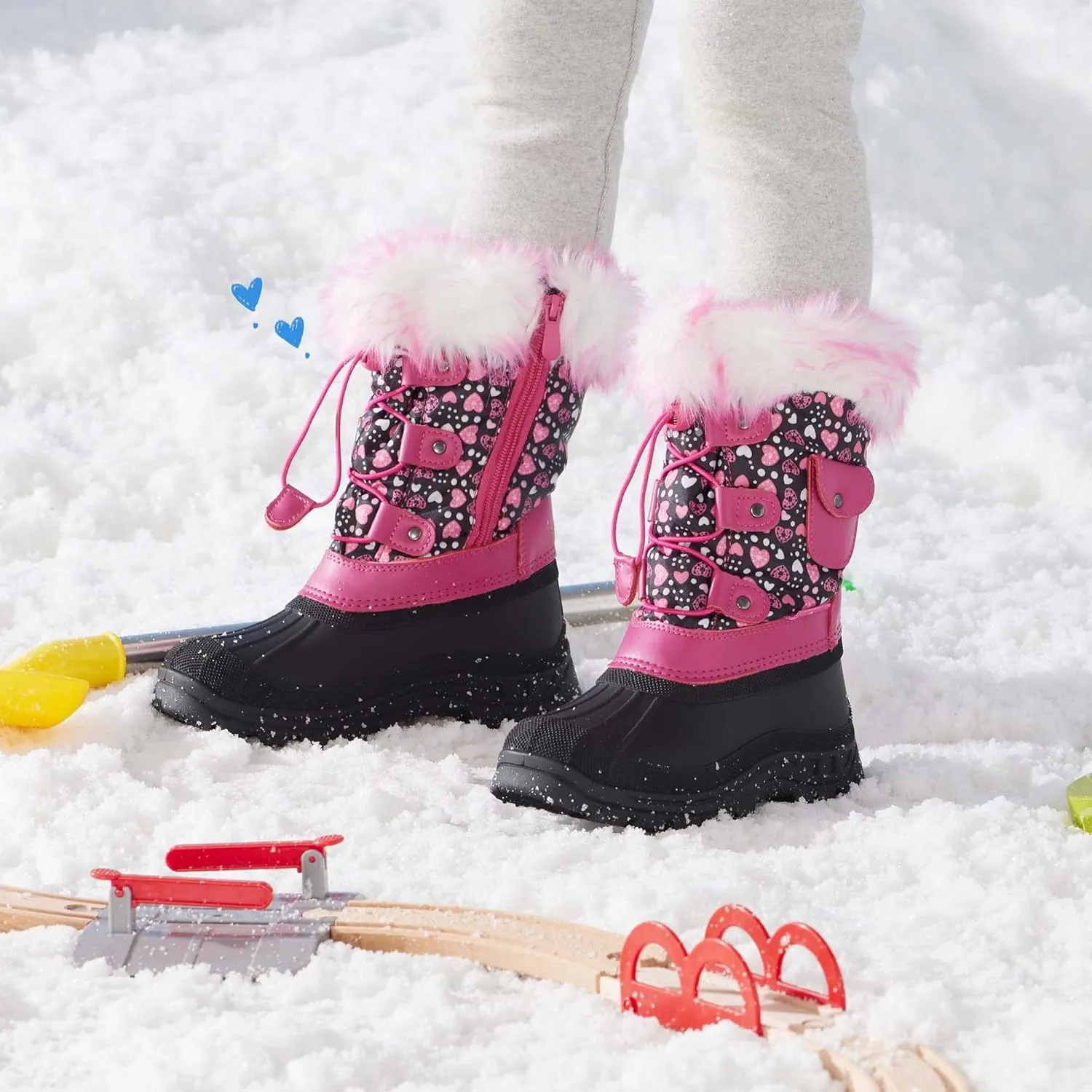 DREAM PAIRS Boys Girls Snow Boots Water-Resistant Outdoor Warm Cozy Anti-Slip Mid Calf Faux Fur Lining Insulated Winter Shoes for Little/Big Kids