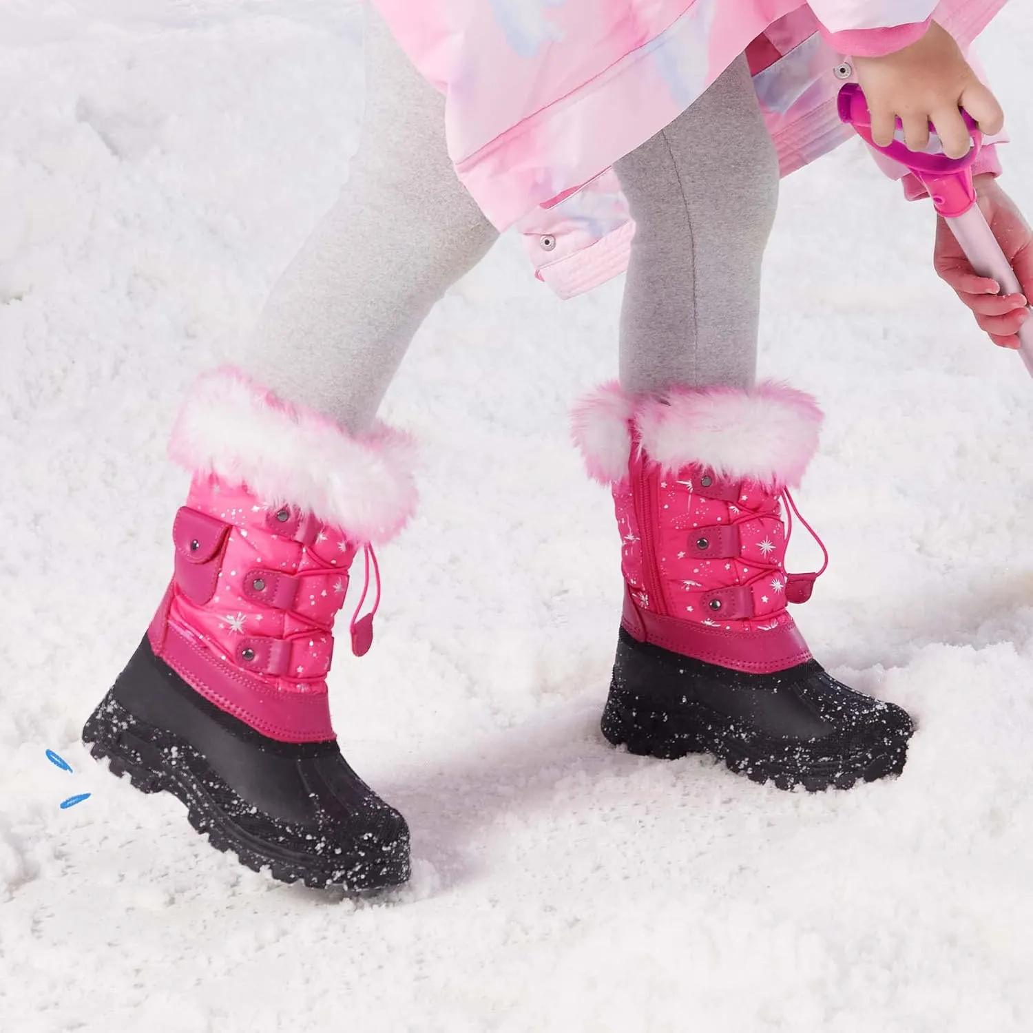DREAM PAIRS Boys Girls Snow Boots Water-Resistant Outdoor Warm Cozy Anti-Slip Mid Calf Faux Fur Lining Insulated Winter Shoes for Little/Big Kids