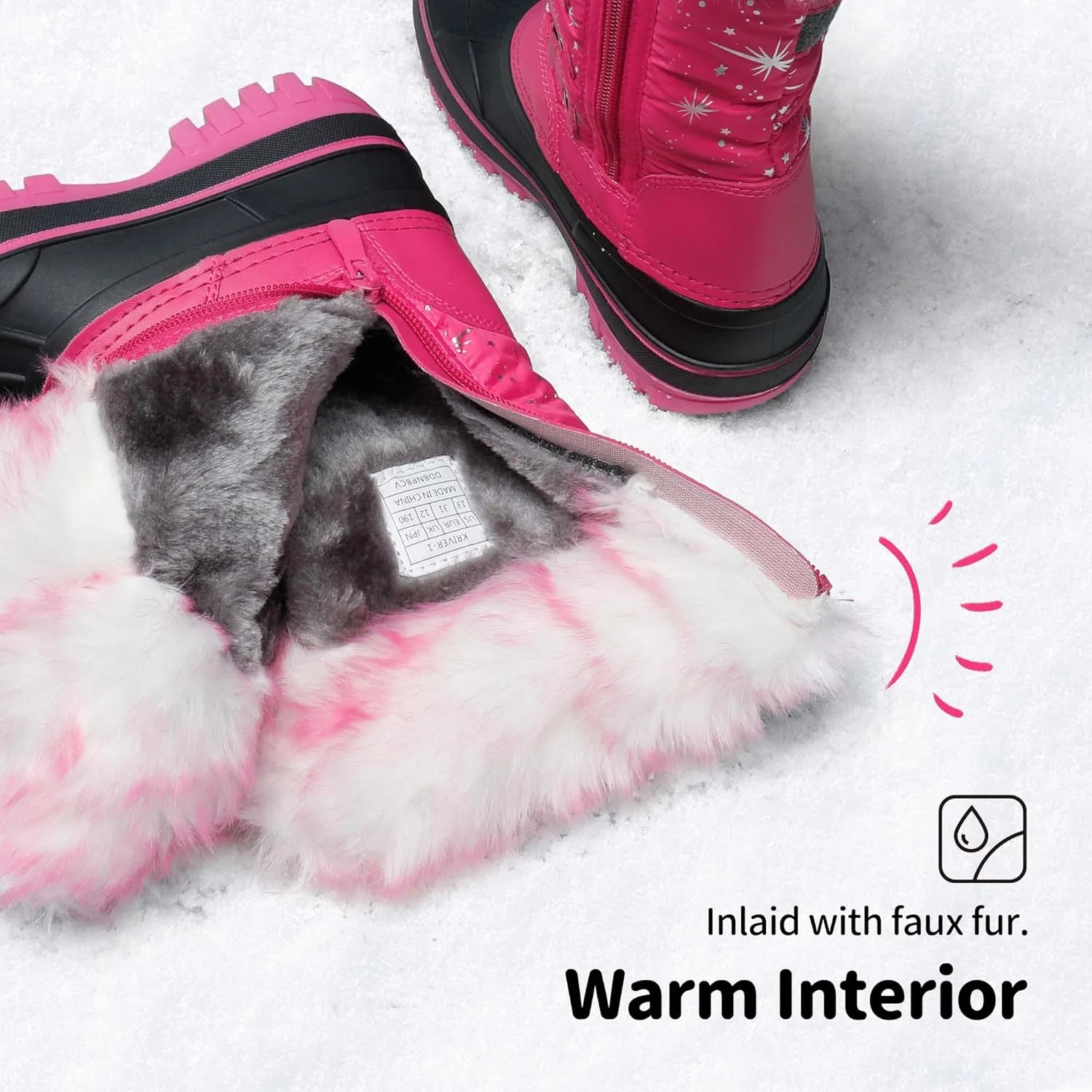 DREAM PAIRS Boys Girls Snow Boots Water-Resistant Outdoor Warm Cozy Anti-Slip Mid Calf Faux Fur Lining Insulated Winter Shoes for Little/Big Kids