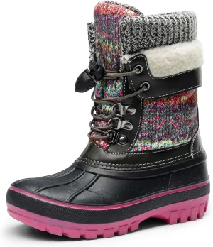 DREAM PAIRS Boys Girls Snow Boots Water-Resistant Outdoor Warm Cozy Anti-Slip Mid Calf Faux Fur Lining Insulated Winter Shoes for Little/Big Kids