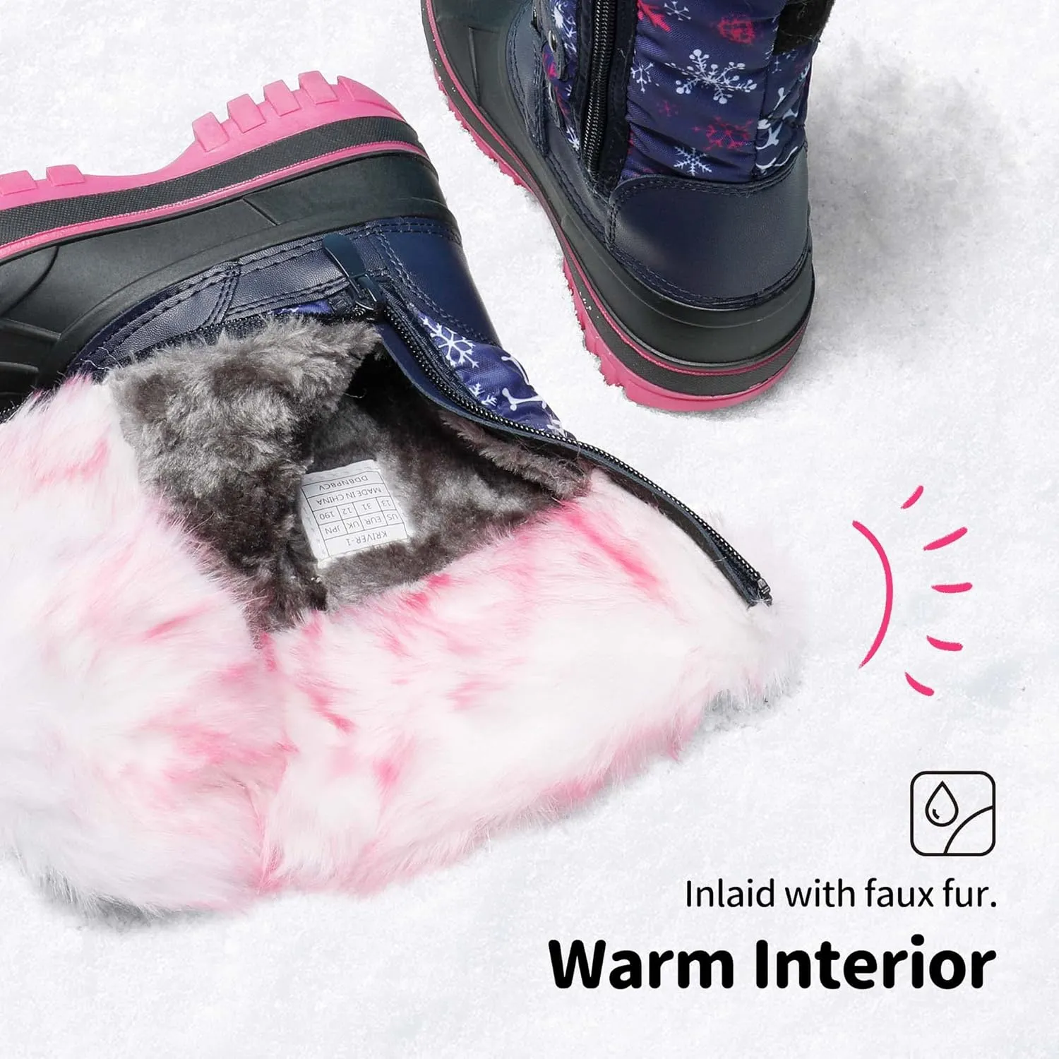 DREAM PAIRS Boys Girls Snow Boots Water-Resistant Outdoor Warm Cozy Anti-Slip Mid Calf Faux Fur Lining Insulated Winter Shoes for Little/Big Kids