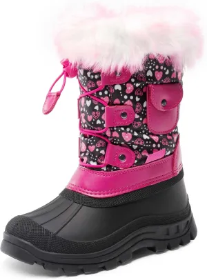 DREAM PAIRS Boys Girls Snow Boots Water-Resistant Outdoor Warm Cozy Anti-Slip Mid Calf Faux Fur Lining Insulated Winter Shoes for Little/Big Kids