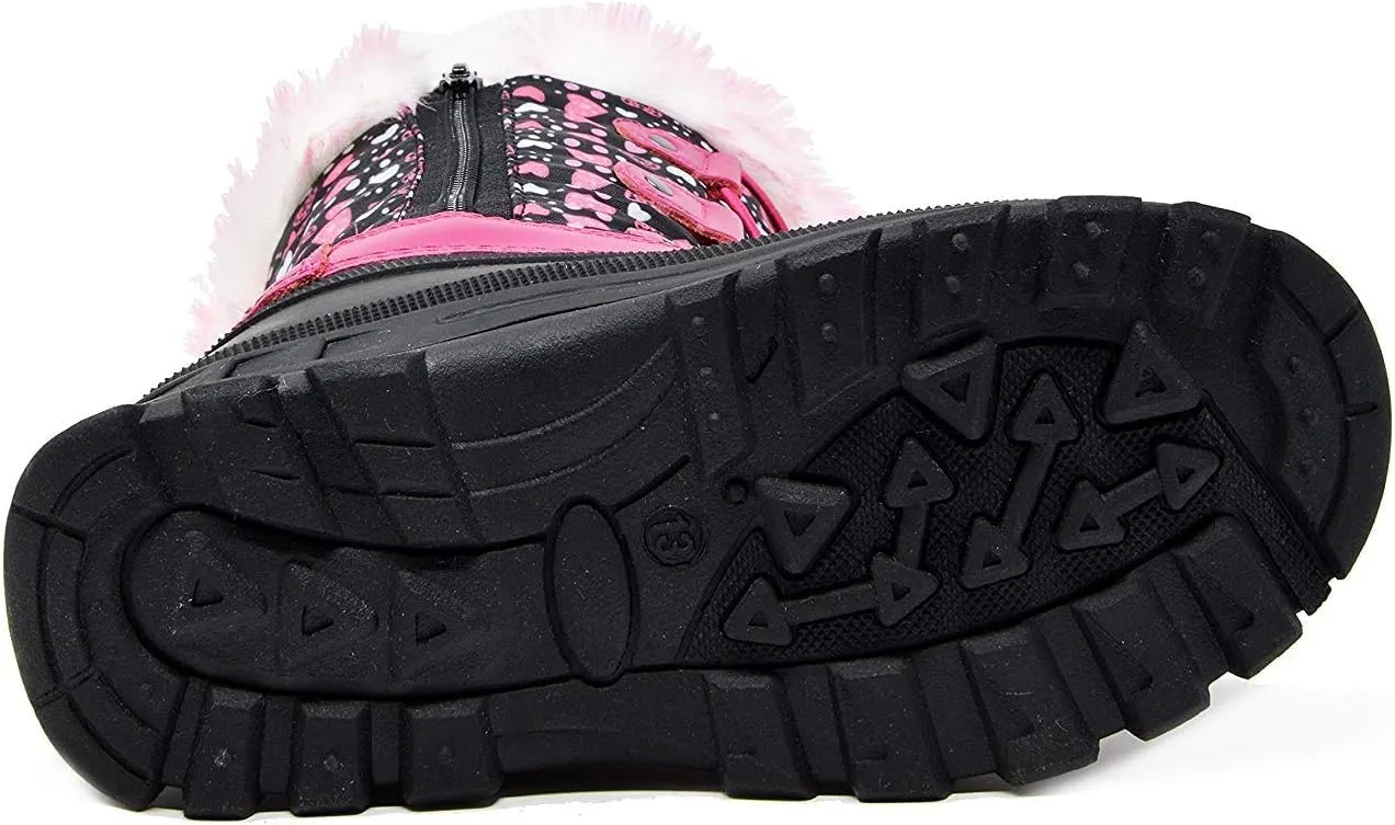 DREAM PAIRS Boys Girls Snow Boots Water-Resistant Outdoor Warm Cozy Anti-Slip Mid Calf Faux Fur Lining Insulated Winter Shoes for Little/Big Kids