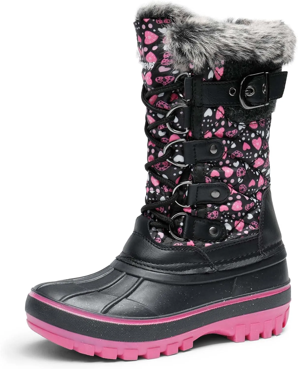 DREAM PAIRS Boys Girls Snow Boots Water-Resistant Outdoor Warm Cozy Anti-Slip Mid Calf Faux Fur Lining Insulated Winter Shoes for Little/Big Kids