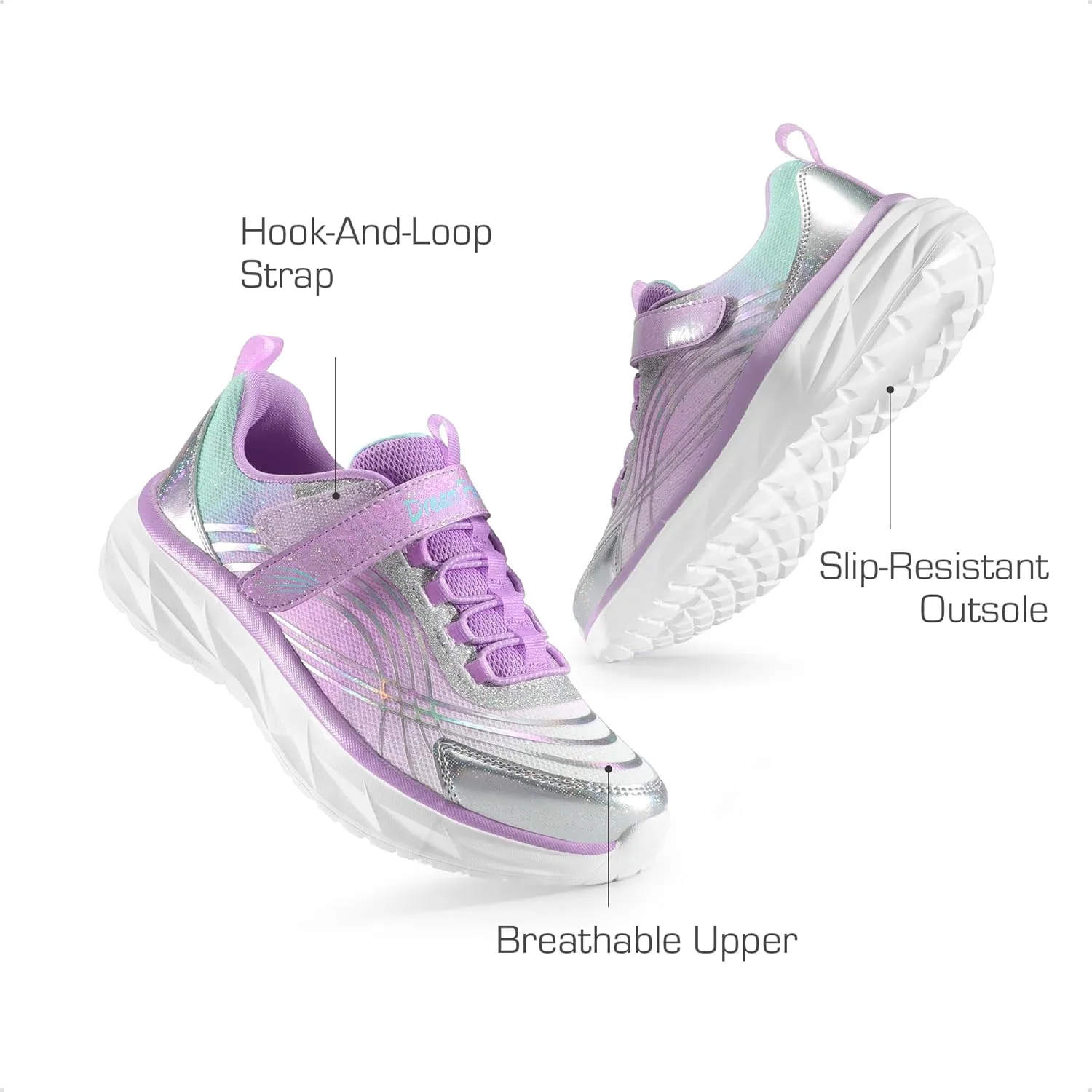 DREAM PAIRS Girls Shoes Sneakers Kids Tennis Shoes Sparkle ColorBurst Lightweight Running Casual Walking Shoes