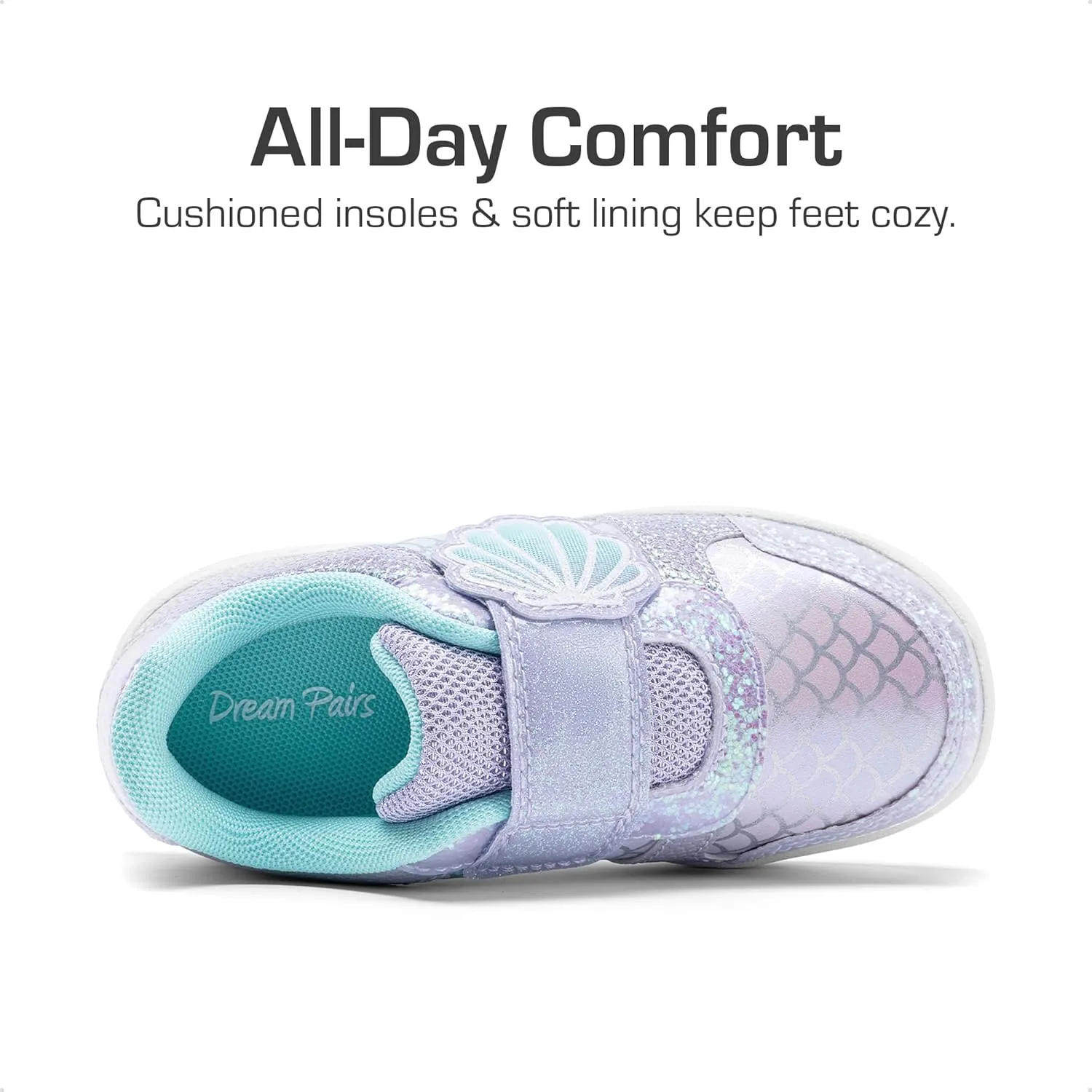 DREAM PAIRS Toddler Girls Sneakers Sparkly Shiny Lightweight Comfortable Hook and Loop Casual Walking Little Kids Shoes