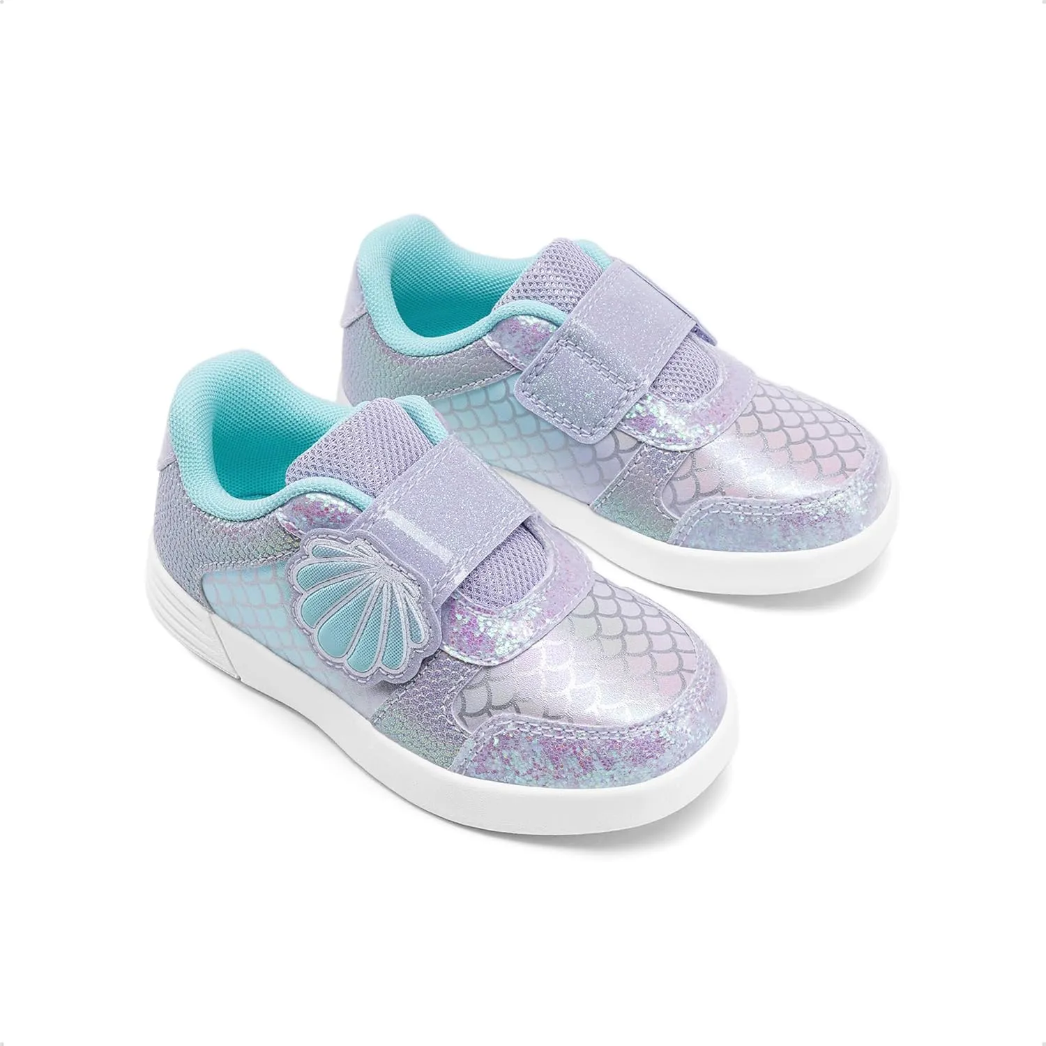 DREAM PAIRS Toddler Girls Sneakers Sparkly Shiny Lightweight Comfortable Hook and Loop Casual Walking Little Kids Shoes