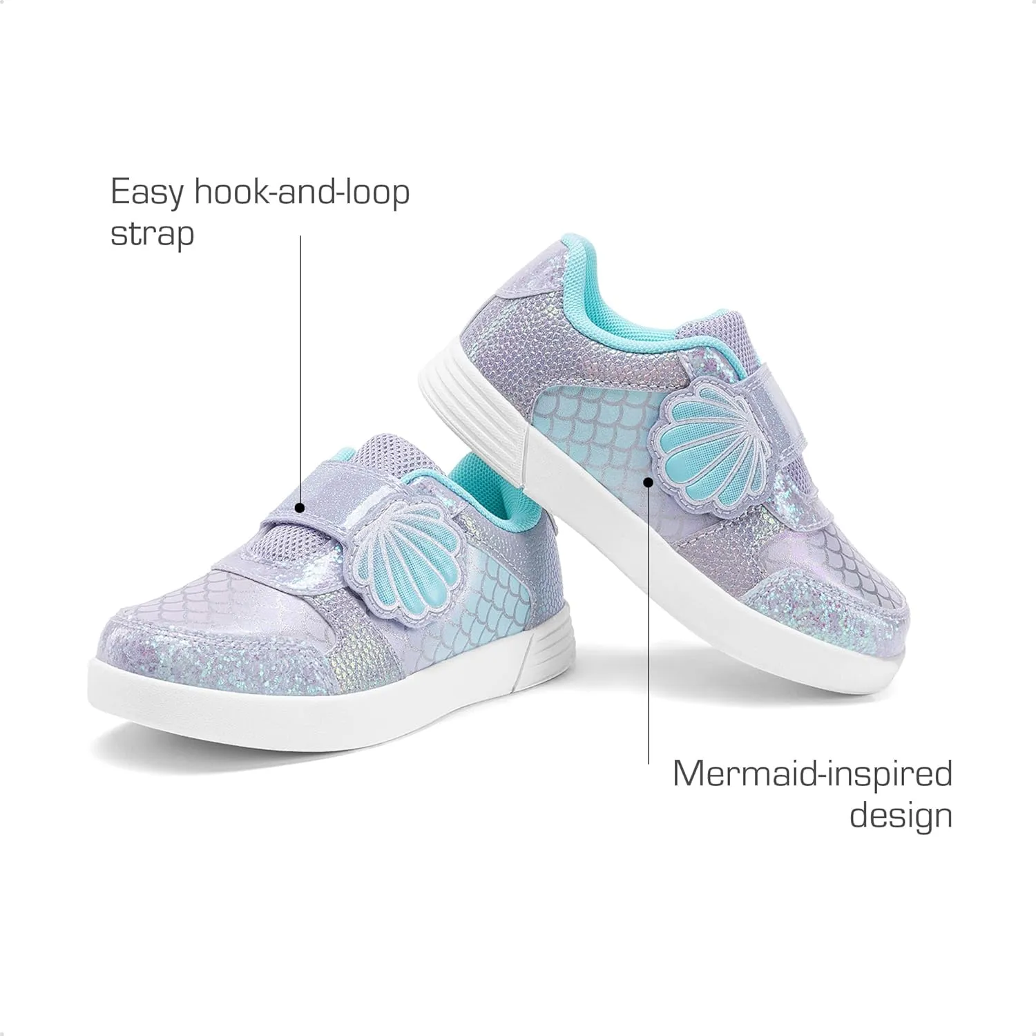 DREAM PAIRS Toddler Girls Sneakers Sparkly Shiny Lightweight Comfortable Hook and Loop Casual Walking Little Kids Shoes