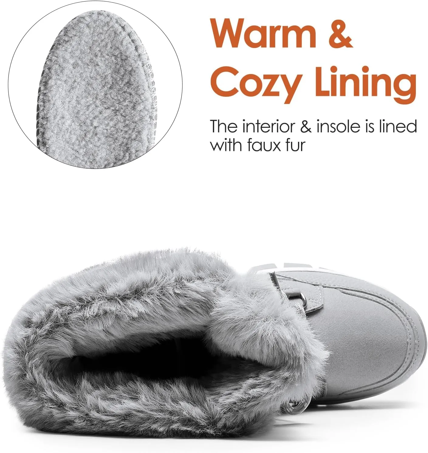 DREAM PAIRS Waterproof Snow Boots for Women, Faux Fur Cozy Warm Insulated Winter Boots Lace Up Mid-Calf Outdoor Shoes for Walking Hiking
