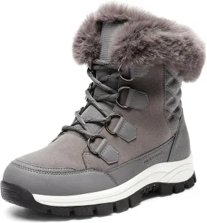 DREAM PAIRS Waterproof Snow Boots for Women, Faux Fur Cozy Warm Insulated Winter Boots Lace Up Mid-Calf Outdoor Shoes for Walking Hiking
