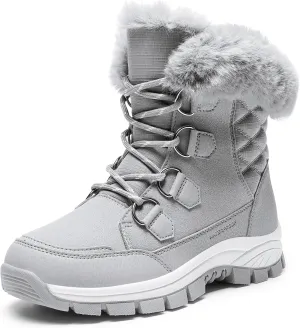 DREAM PAIRS Waterproof Snow Boots for Women, Faux Fur Cozy Warm Insulated Winter Boots Lace Up Mid-Calf Outdoor Shoes for Walking Hiking