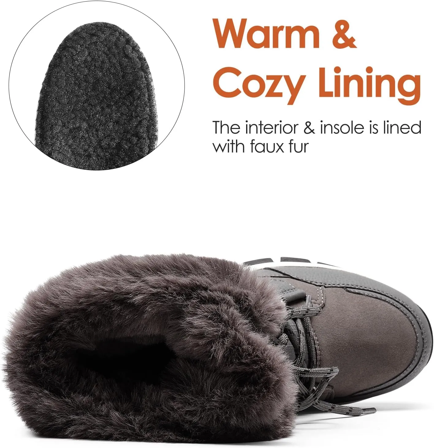 DREAM PAIRS Waterproof Snow Boots for Women, Faux Fur Cozy Warm Insulated Winter Boots Lace Up Mid-Calf Outdoor Shoes for Walking Hiking