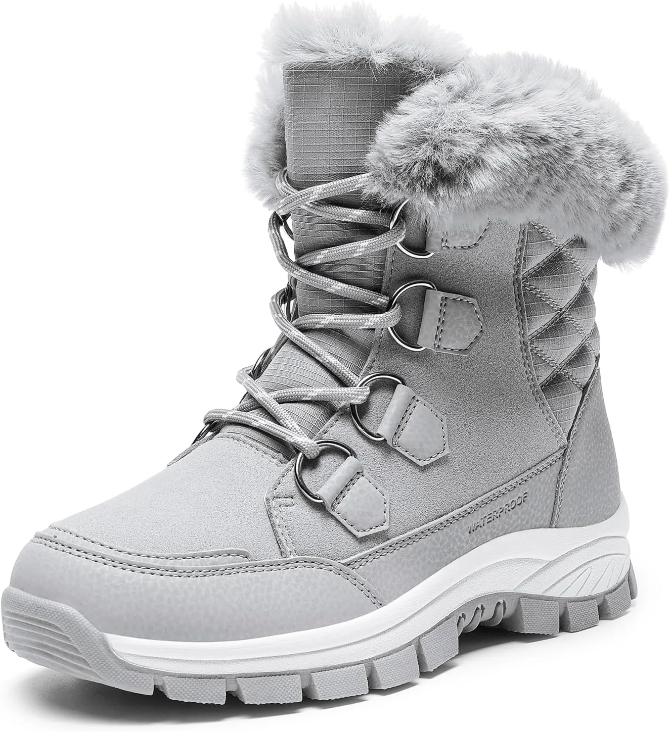 DREAM PAIRS Waterproof Snow Boots for Women, Faux Fur Cozy Warm Insulated Winter Boots Lace Up Mid-Calf Outdoor Shoes for Walking Hiking