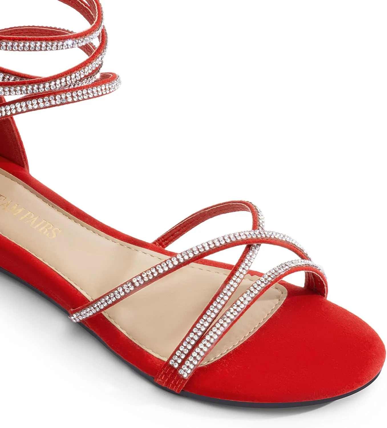 DREAM PAIRS Women's Ankle Strap Flat Sandals Summer Dressy Strappy Gladiator Rhinestones Sandals