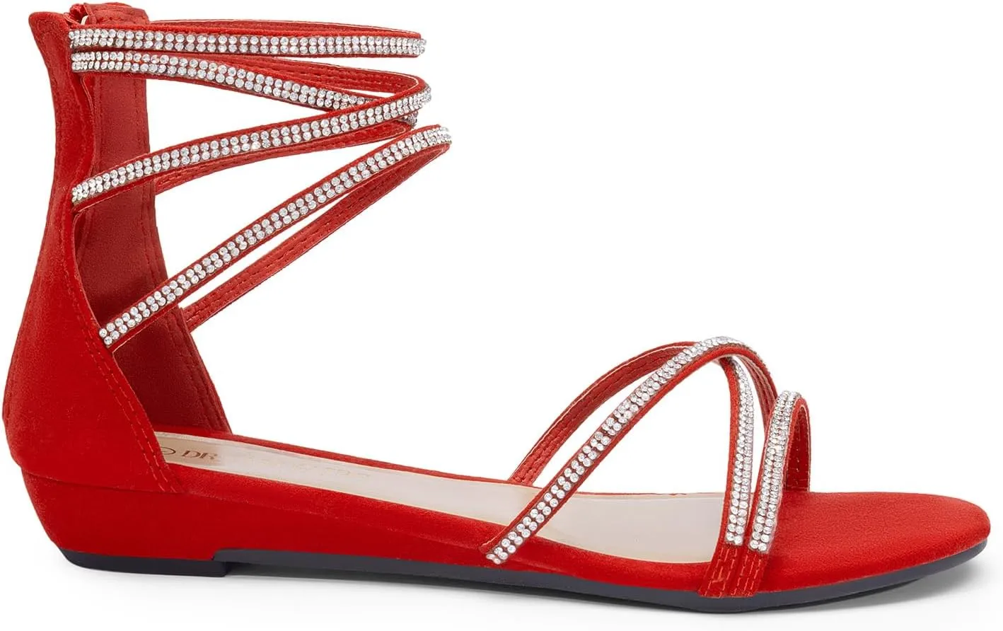 DREAM PAIRS Women's Ankle Strap Flat Sandals Summer Dressy Strappy Gladiator Rhinestones Sandals