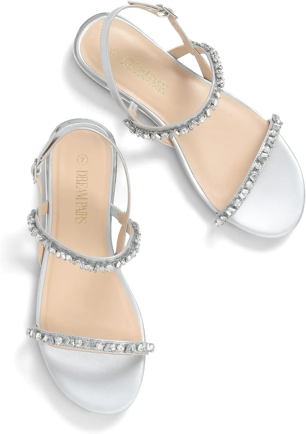 DREAM PAIRS Women's Casual Dresssy Low Wedge Summer Shoes Cute Strappy Rhinestone Open Toe Flat Sandals