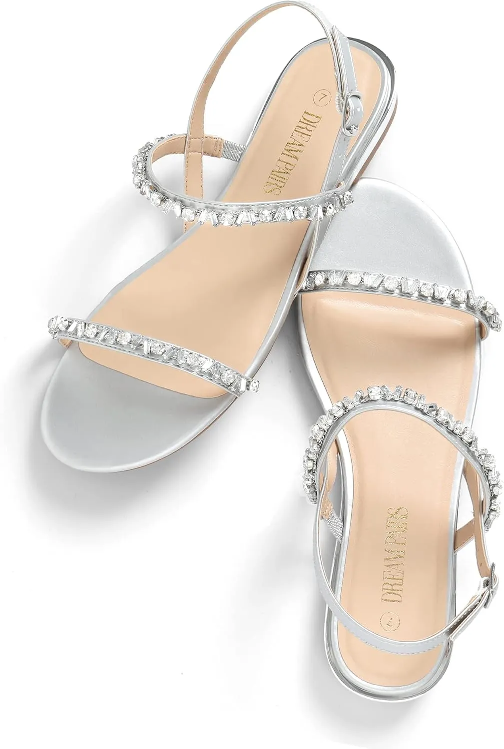 DREAM PAIRS Women's Casual Dresssy Low Wedge Summer Shoes Cute Strappy Rhinestone Open Toe Flat Sandals