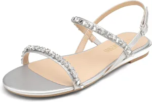 DREAM PAIRS Women's Casual Dresssy Low Wedge Summer Shoes Cute Strappy Rhinestone Open Toe Flat Sandals