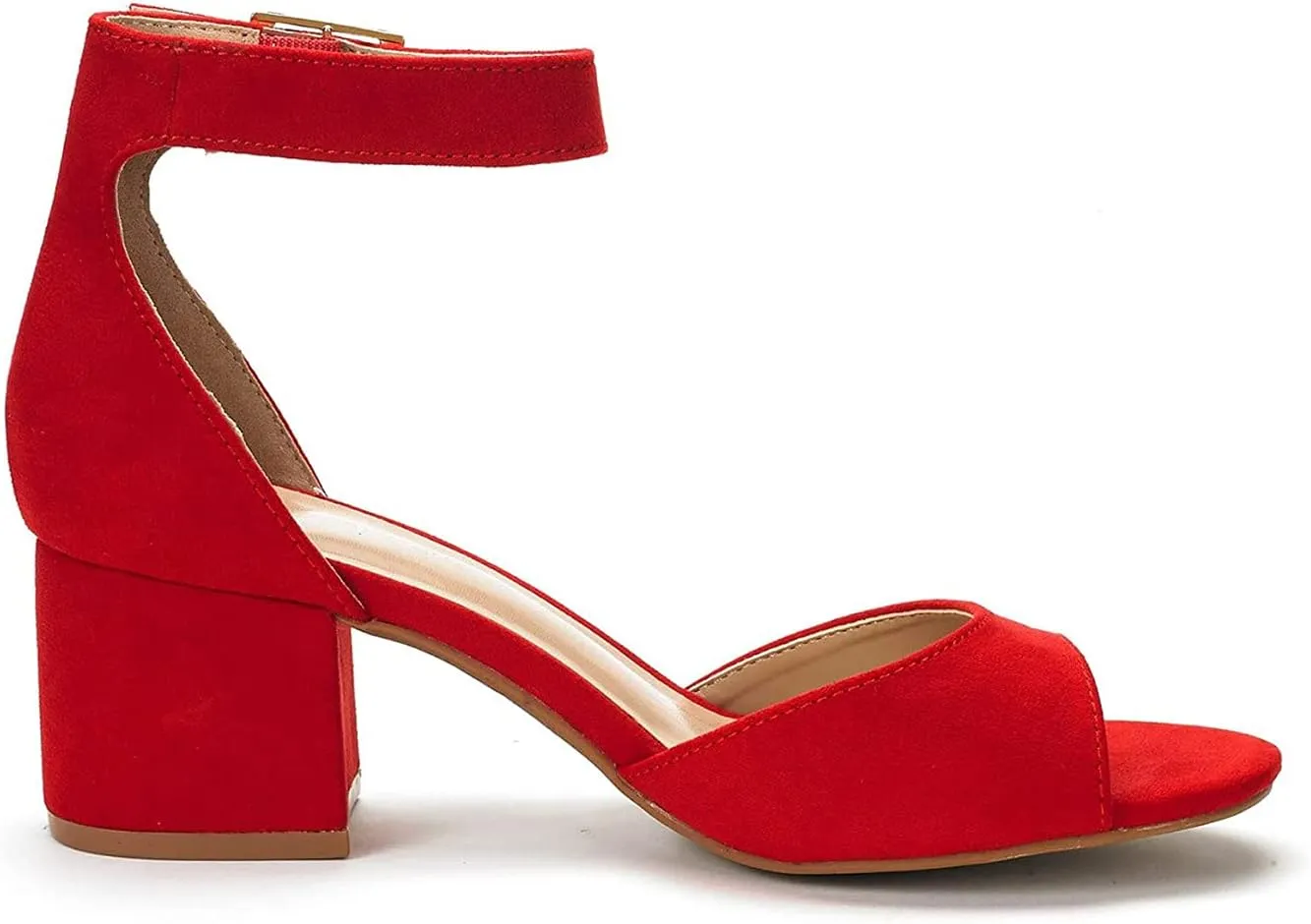 DREAM PAIRS Womens Chunkle Low Heel Pump Ankle Strap Dress Sandal