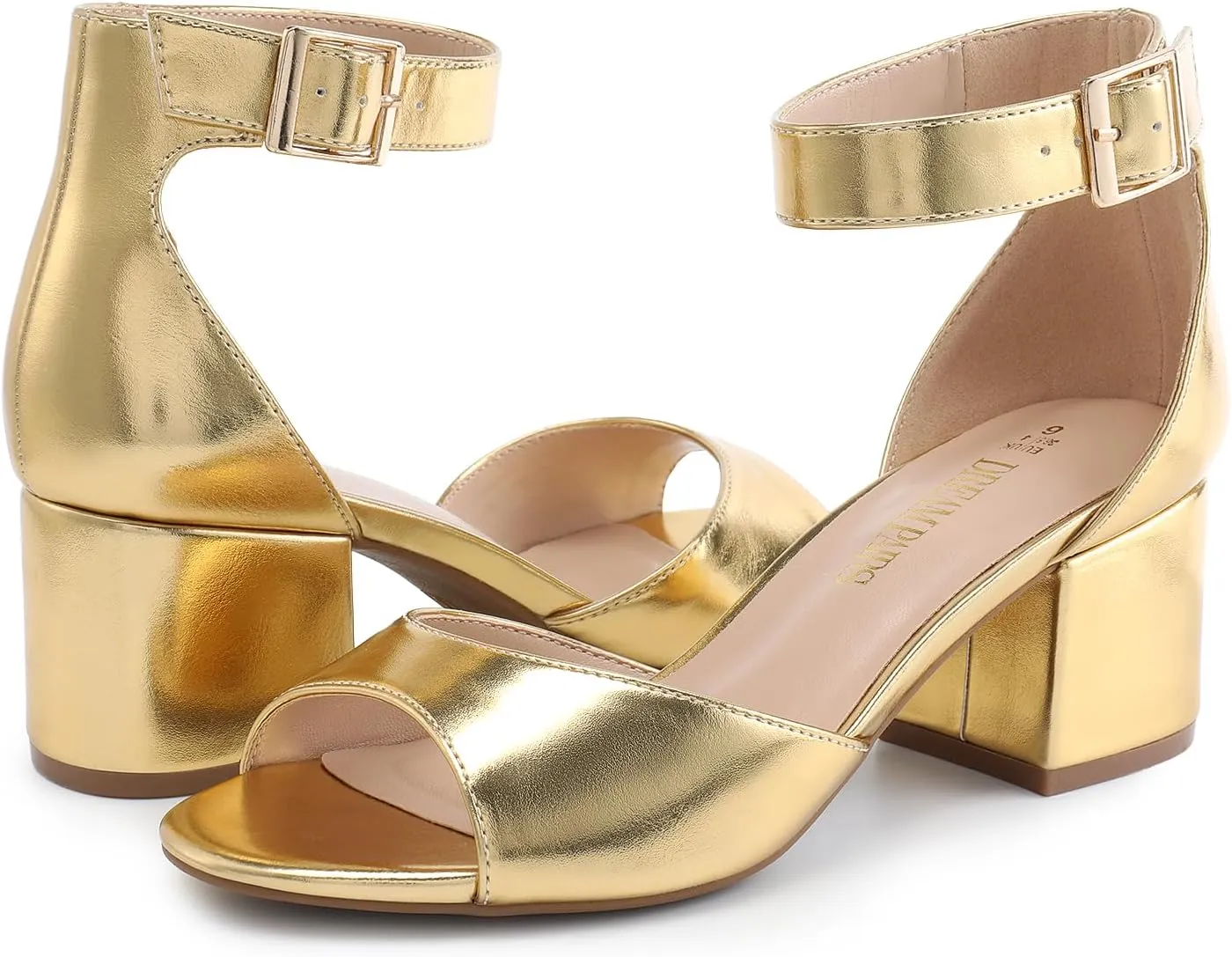 DREAM PAIRS Womens Chunkle Low Heel Pump Ankle Strap Dress Sandal