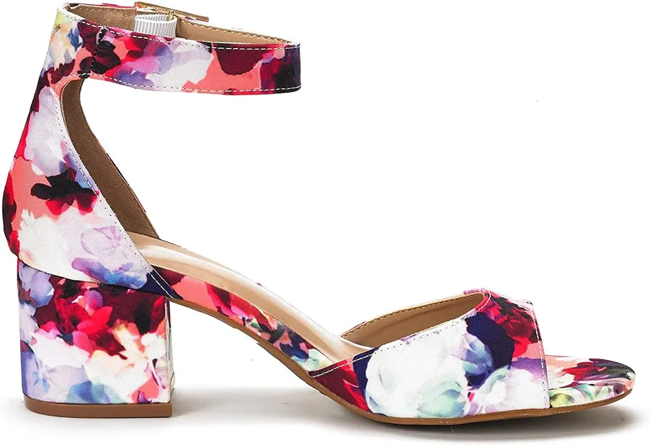 DREAM PAIRS Womens Chunkle Low Heel Pump Ankle Strap Dress Sandal