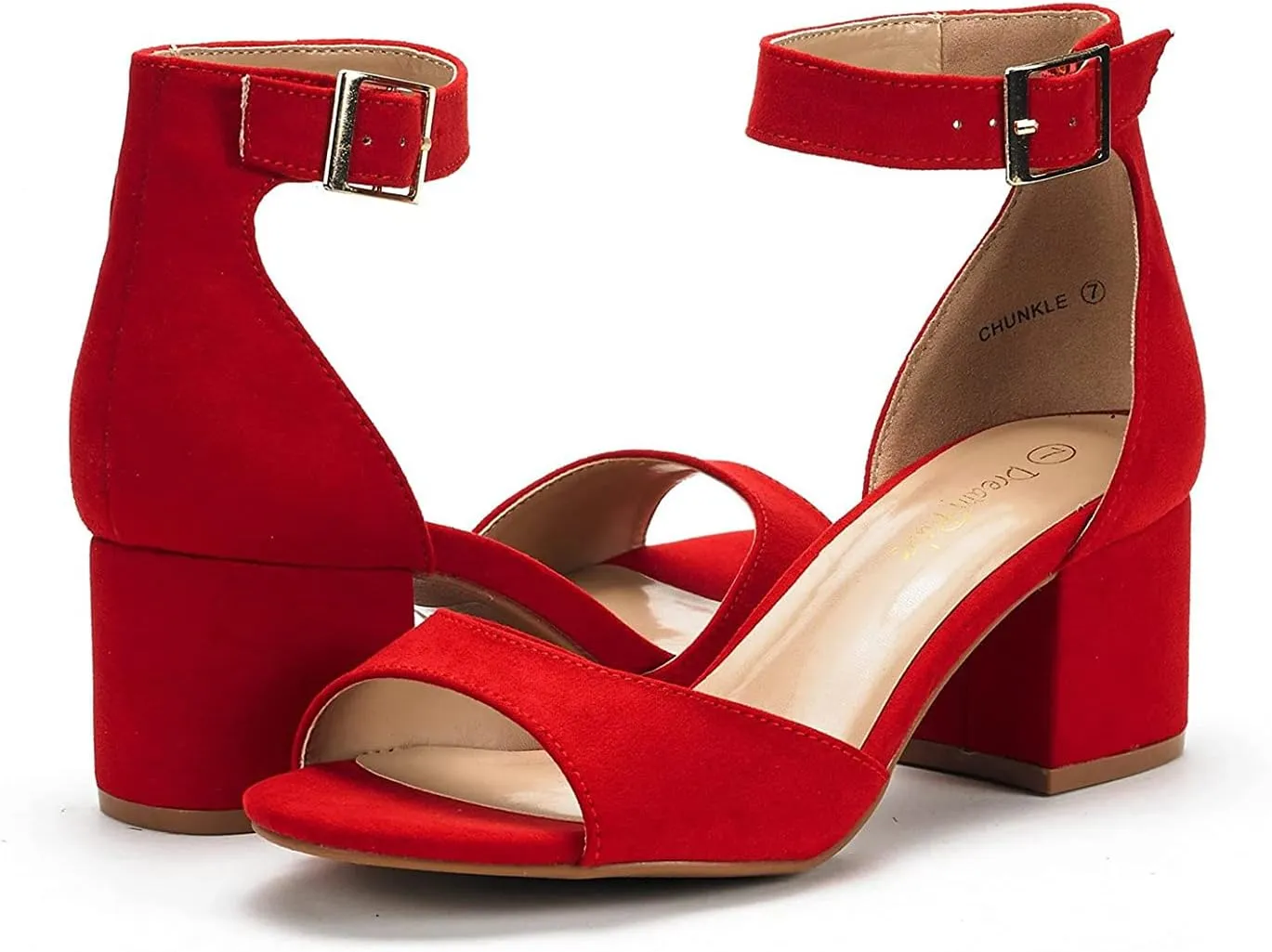DREAM PAIRS Womens Chunkle Low Heel Pump Ankle Strap Dress Sandal