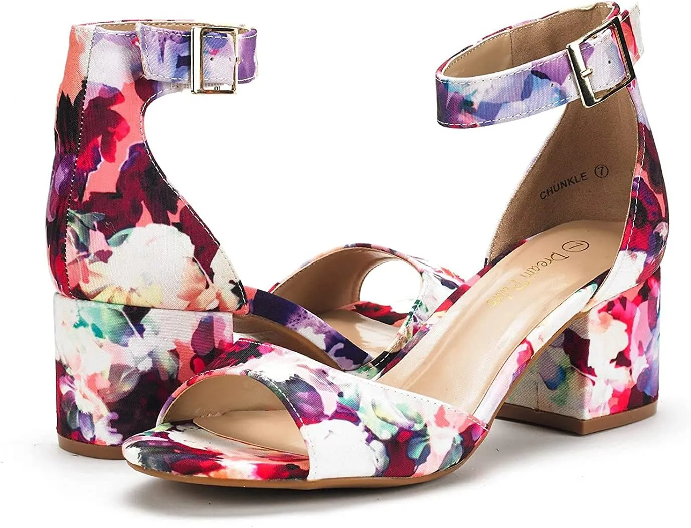DREAM PAIRS Womens Chunkle Low Heel Pump Ankle Strap Dress Sandal
