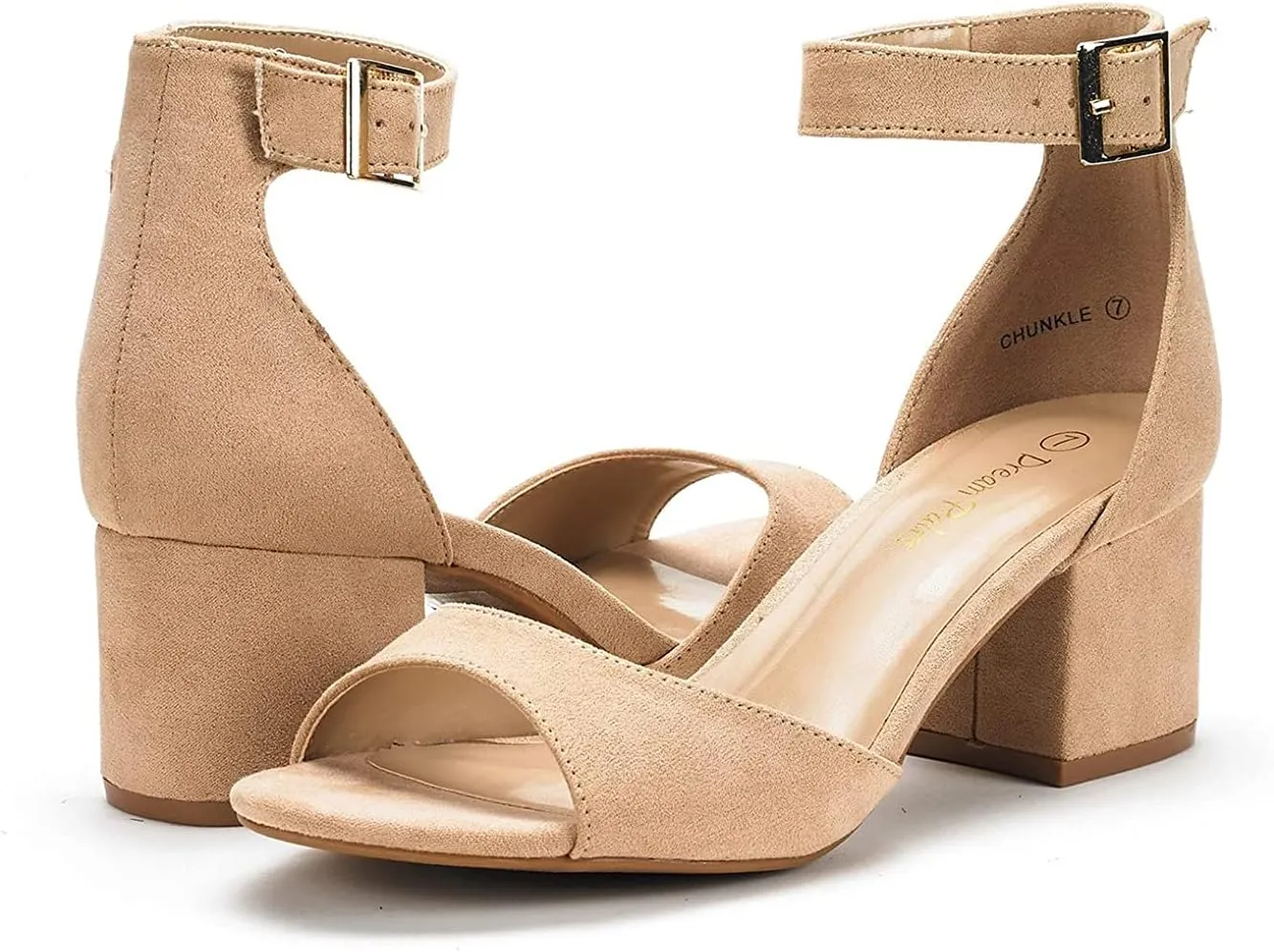 DREAM PAIRS Womens Chunkle Low Heel Pump Ankle Strap Dress Sandal