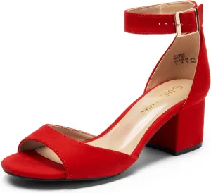 DREAM PAIRS Womens Chunkle Low Heel Pump Ankle Strap Dress Sandal