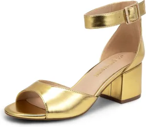 DREAM PAIRS Womens Chunkle Low Heel Pump Ankle Strap Dress Sandal
