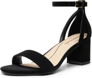 DREAM PAIRS Women's Chunky Low Heels Open Round Toe Ankle Strap Block Heels Party Dress Wedding Sandals