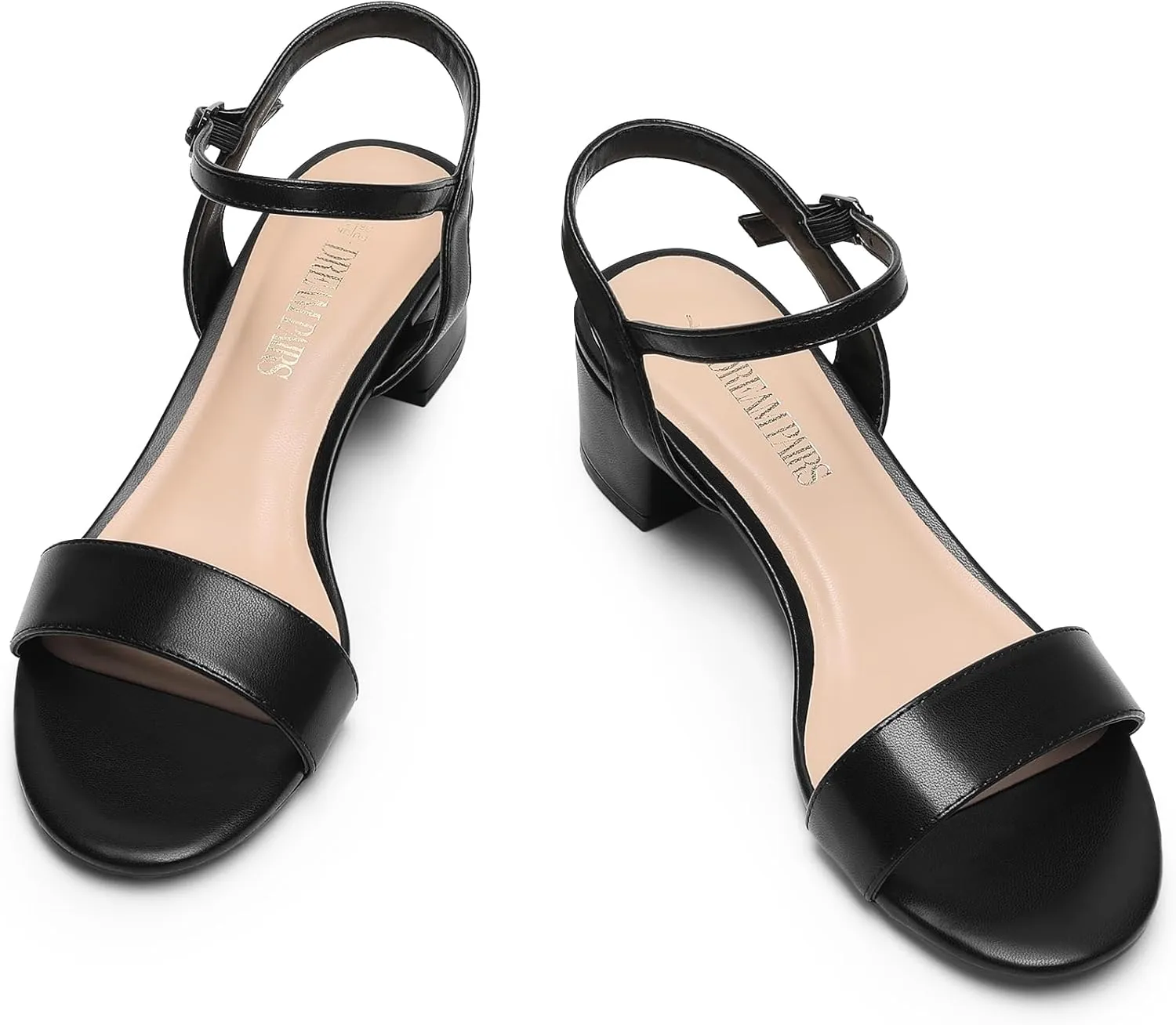 DREAM PAIRS Women's Low Heels for Women Classic Open Toe Ankle Strap Block Chunky Heel Sandals Holiday Party Wedding Dress Pumps Shoes