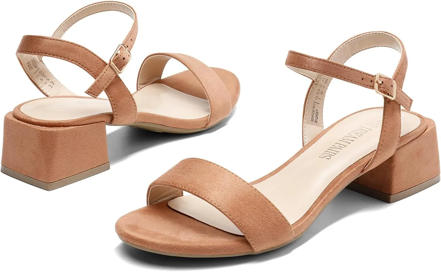 DREAM PAIRS Women's Low Heels for Women Classic Open Toe Ankle Strap Block Chunky Heel Sandals Holiday Party Wedding Dress Pumps Shoes