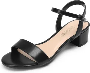 DREAM PAIRS Women's Low Heels for Women Classic Open Toe Ankle Strap Block Chunky Heel Sandals Holiday Party Wedding Dress Pumps Shoes