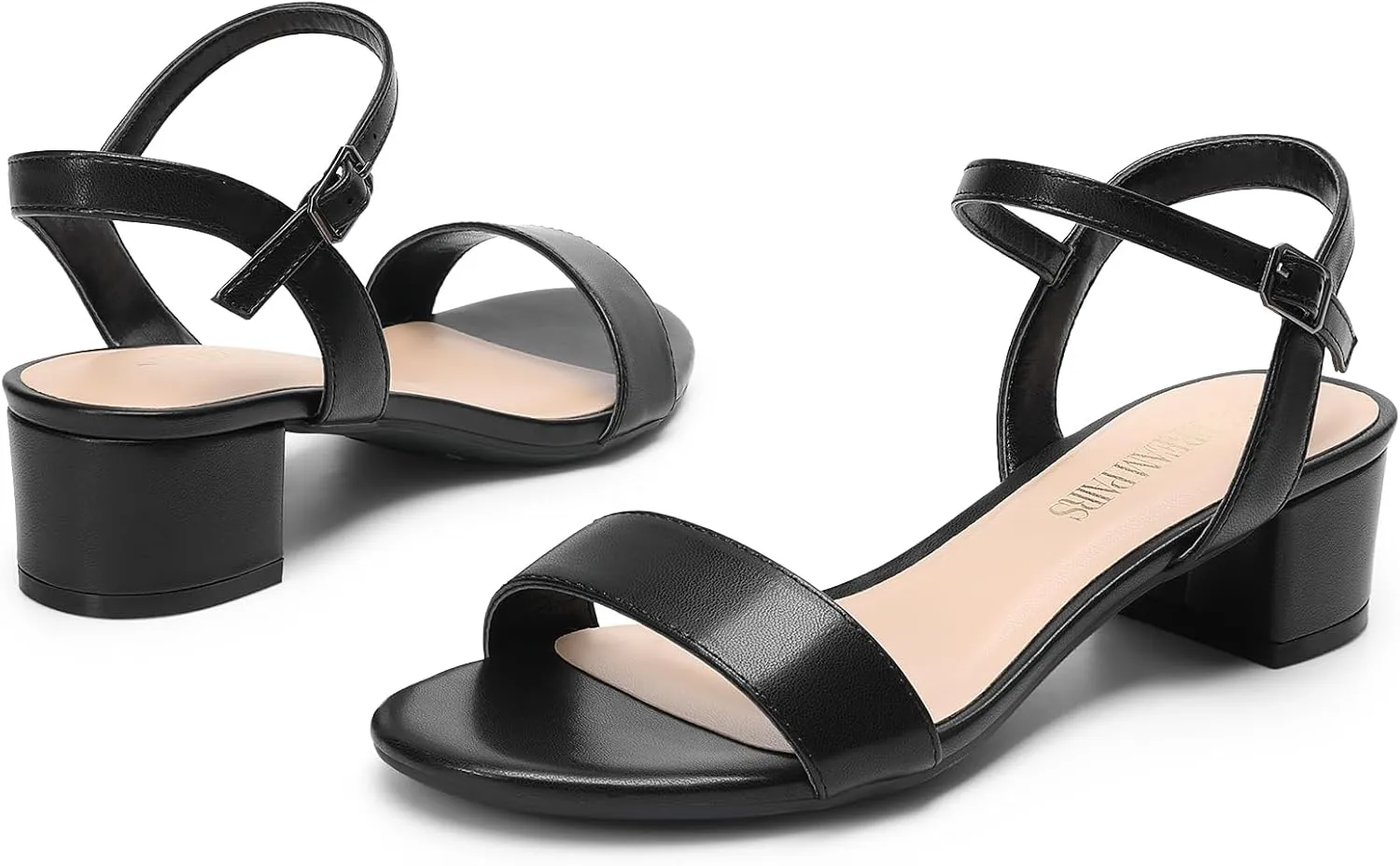 DREAM PAIRS Women's Low Heels for Women Classic Open Toe Ankle Strap Block Chunky Heel Sandals Holiday Party Wedding Dress Pumps Shoes