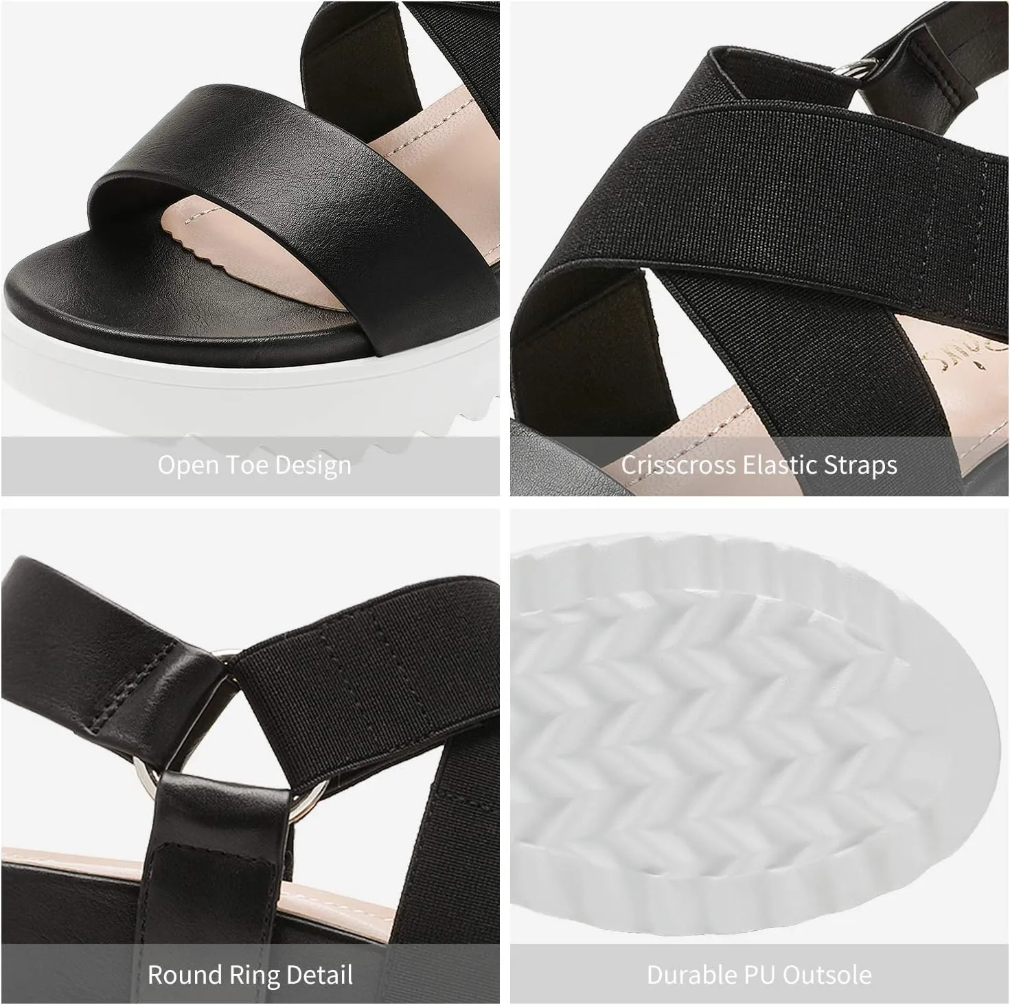 DREAM PAIRS Women’s Open Toe Ankle Strap Platform Wedge Sandals