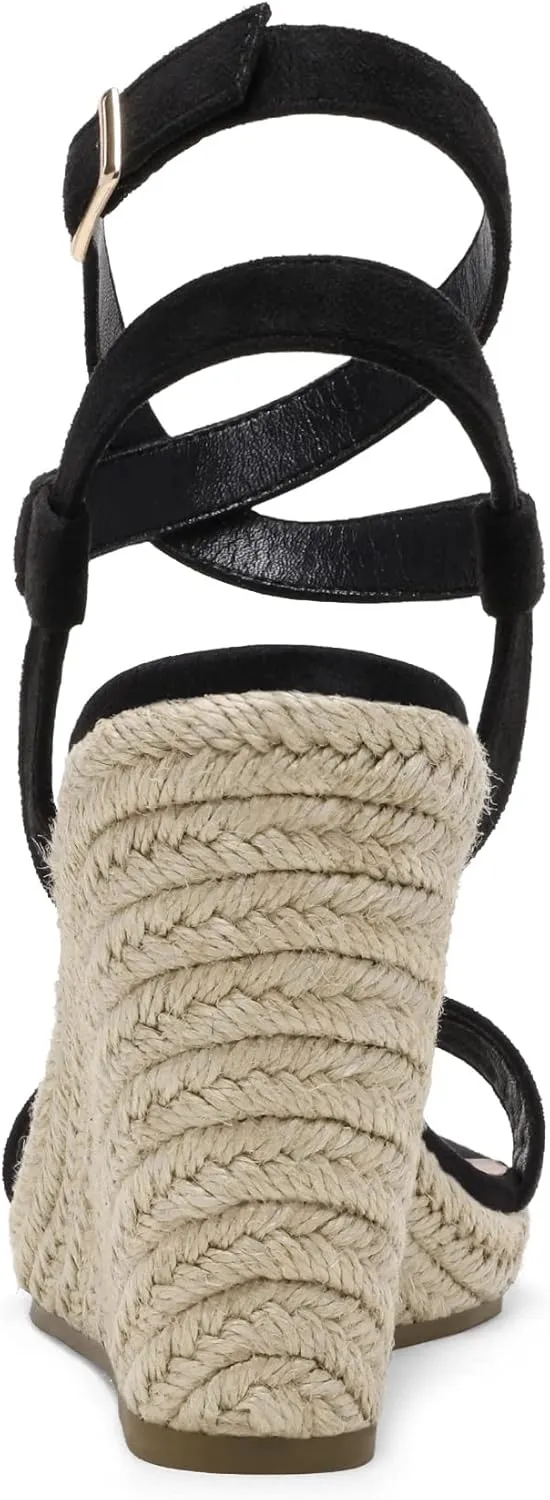 DREAM PAIRS Womens Open Toe Espadrilles Dressy Platform Sandals Buckle Ankle Strap Stylish Wedges Sandals