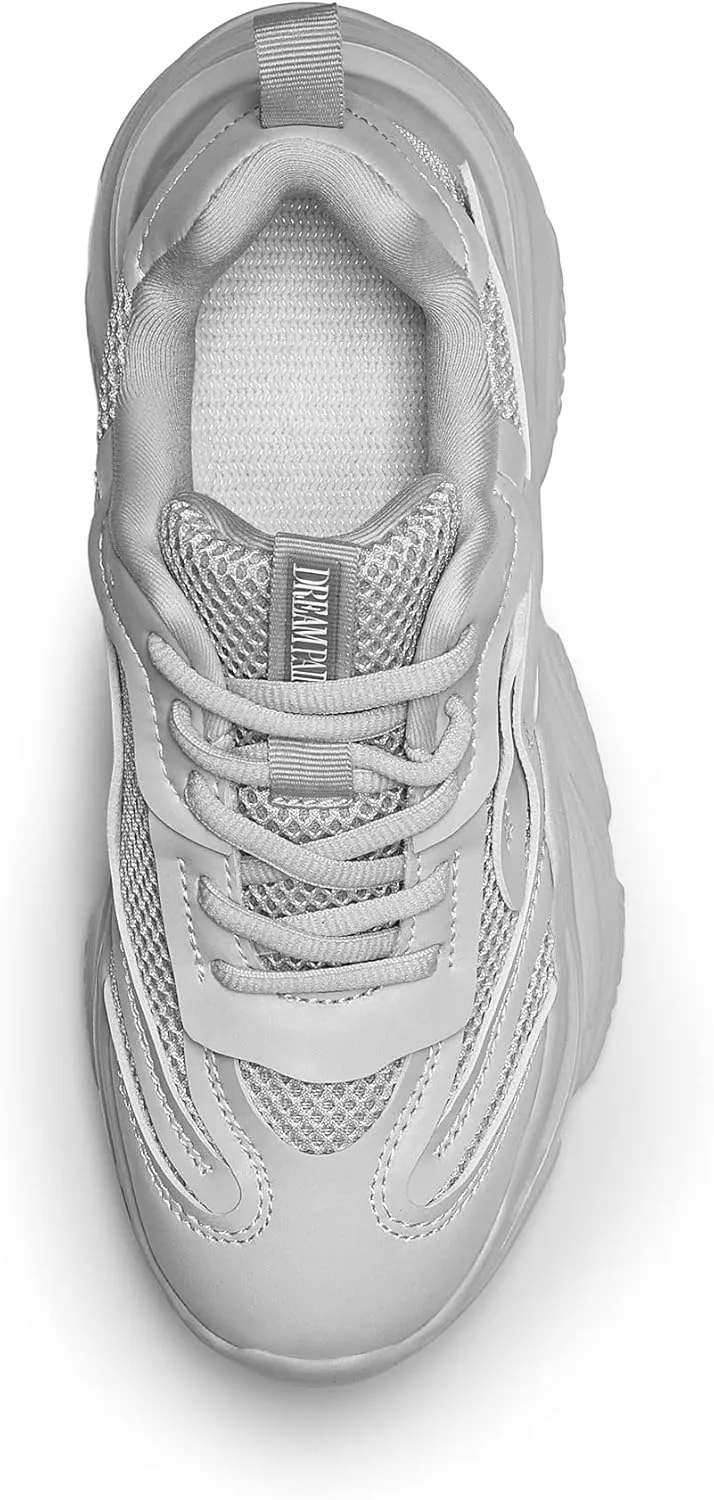DREAM PAIRS Women's Platform Chunky Fashion Sneakers Jaxon Walking Lace-Up Comfortable Dad Sneakers Workout Sport Work Casual Tennis Shoes