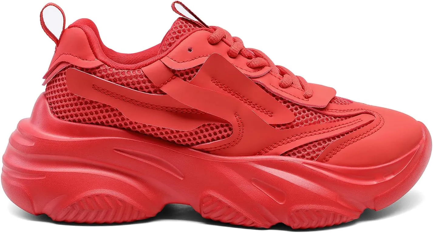 DREAM PAIRS Women's Platform Chunky Fashion Sneakers Jaxon Walking Lace-Up Comfortable Dad Sneakers Workout Sport Work Casual Tennis Shoes
