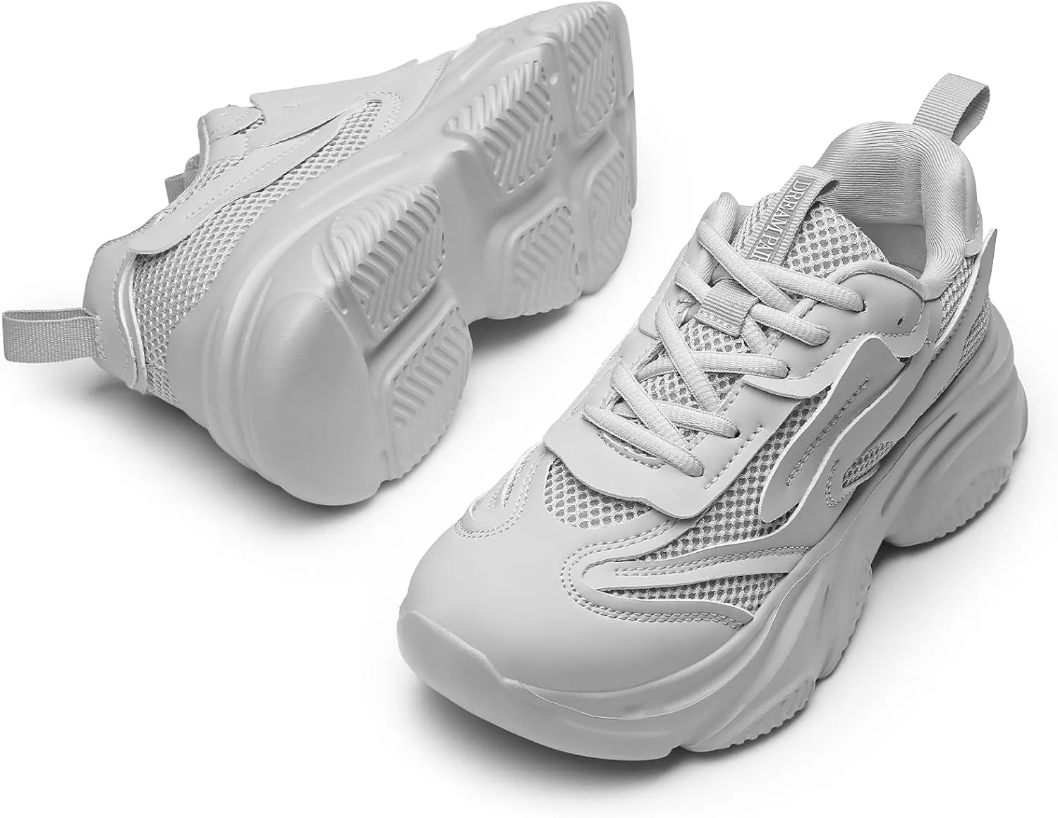 DREAM PAIRS Women's Platform Chunky Fashion Sneakers Jaxon Walking Lace-Up Comfortable Dad Sneakers Workout Sport Work Casual Tennis Shoes